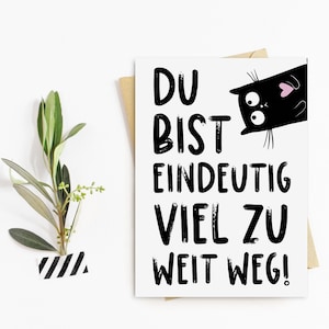 Postkarte EINDEUTIG viel zu weit weg Geschenk Freundin Postkarte Ich vermisse dich Bild 2