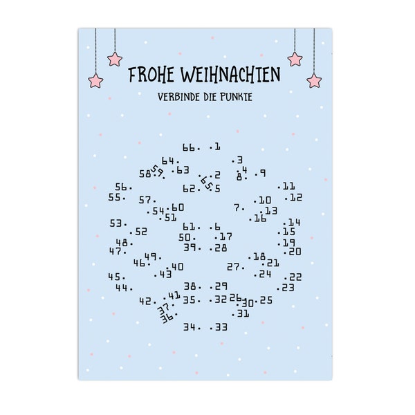 Christmas Card "Snowflake Punk-for-Point" BLUE Postcard Christmas Puzzle