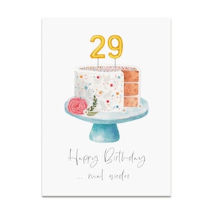 Geburtstagskarte WIEDER MAL 29 Geburtstag 30 lustige Postkarte Geburtstagskarte Frauen