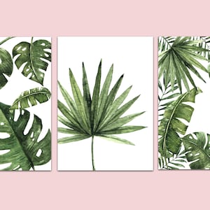 Jungle Poster Set 3 Poster DIN A4 Poster Plants, Jungle Watercolor, Poster Living Room, Poster Set Bedroom, Wall Picture Set