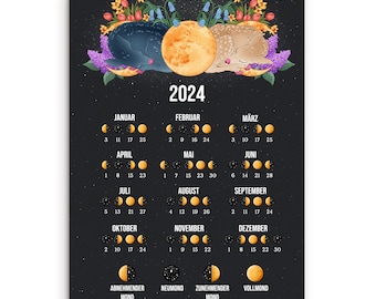 Postcard Moon Calendar 2024 DIN A6 Greeting Card Moon Calendar Postcard