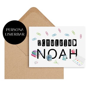 Postkarte Schulanfang SCHULKIND Name PERSONALISIERBAR Geschenk Einschulung