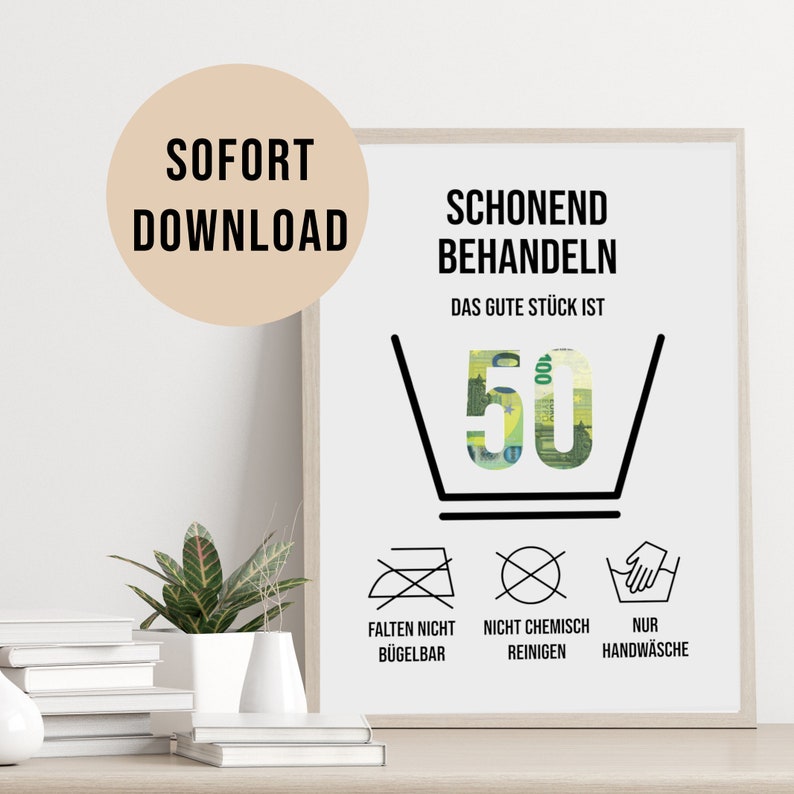 Poster GELDGESCHENK Geburtstag 50 Waschanleitung DOWNLOAD Bild 1