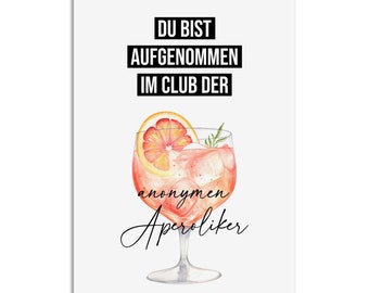 Postkarte ANONYME APEROLIKER Geschenk Freundin Aperol Spritz Postkarte Mädelsabend