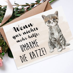 Carte postale HUG THE CAT carte de vœux pour les amoureux des chats