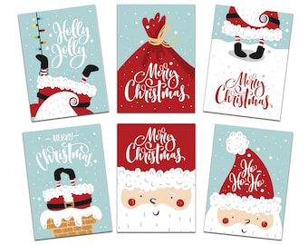Tarjetas de Navidad Papá Noel juego de 6 postales set Navidad Tarjetas de Navidad set Regalos de Navidad tarjetas de felicitación Navidad