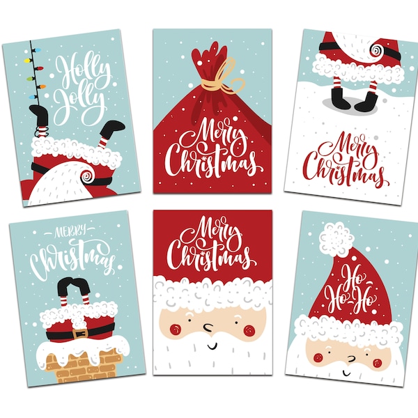 Cartes de Noël Père Noël Ensemble de 6 cartes postales Ensemble cartes de Noël Cartes de Noël Ensemble cadeaux de Noël Cartes de vœux Noël