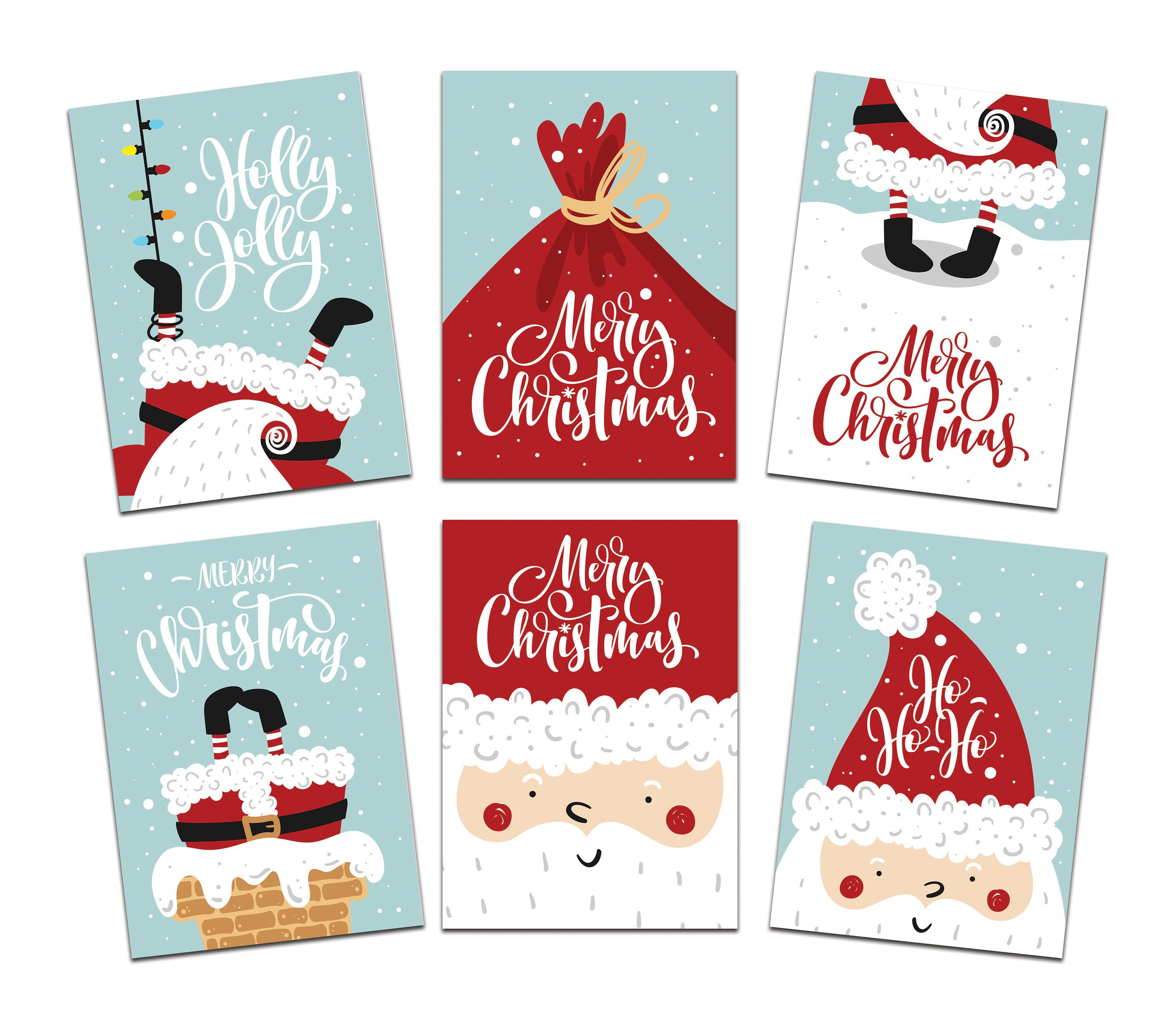 Christmas Cards Santa Claus Set of 6 Postcards Set Christmas