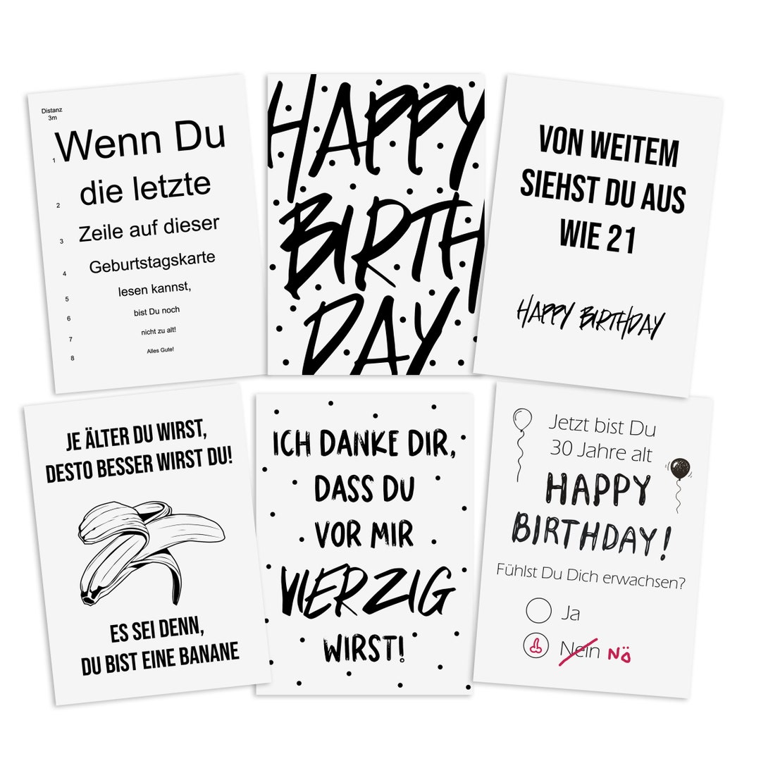 Sarkastische GEBURTSTAGSKARTEN lustig Set 6teilig Postkarten