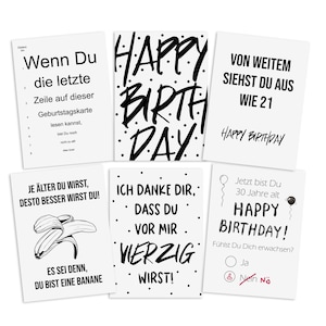 Sarkastische GEBURTSTAGSKARTEN lustig Set 6-teilig Postkarten Geburtstag