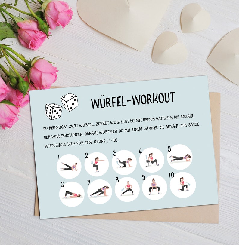 Postkarte Fitness Würfel-Workout, Postkarten Motivation, Sport, Challenge Fitness Neujahr Postkarte Bild 2