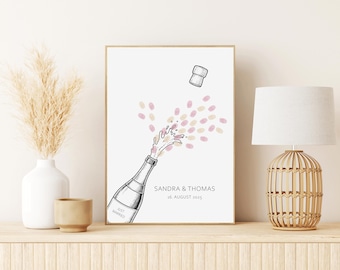 Guest poster WEDDING Champagne personalized with name as a wedding gift FINGERPRINT