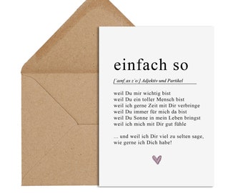 Postcard JUST LIKE THAT definition incl. envelope Best friend gift