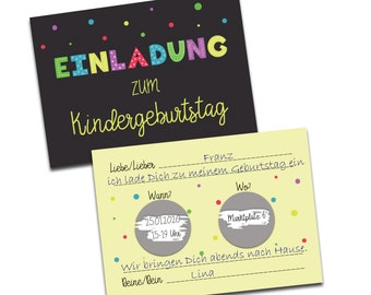 Einladung Kindergeburtstag zum Rubbeln 5 Stück, Einladungskarten Kindergeburtstag Rubbelkarten Kinder Rubbellose