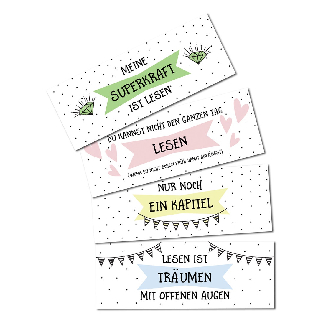 Lesezeichen Set Sprüche II 4 Lesezeichen Sprüche Etsy