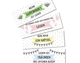 Lesezeichen Set "Sprüche II", 4 Lesezeichen Sprüche Geschenk Freundin, Geschenk Frau, Lesezeichen Papier, Lesezeichen Zitate