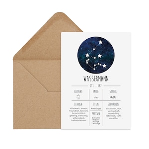 Postkarte Sternzeichen mit Umschlag Sternzeichen Karte Geburtstagskarte