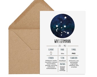 Postcard Zodiac Sign with Envelope Zodiac Sign Card Birthday Card
