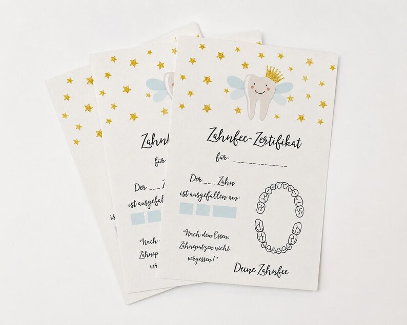 Tooth Fairy Certificate 20 pieces, Tooth Fairy Gift, Tooth Fairy Letter, Tooth Fairy Certificate, Tooth Fairy Card, Brushing Teeth Children, Tooth Fairy Set image 2