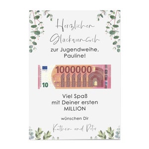 Poster Jugendweihe FIRST MILLION Cash gift Jugendweihe personalizable