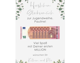 Poster Youth Consecration FIRST MILLION Money Gift Youth Consecration customizable