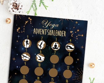 YOGA advent kalender voor scratchen DIN A4 donker, kras kalender advent kalender kerstkalender YOGA poster