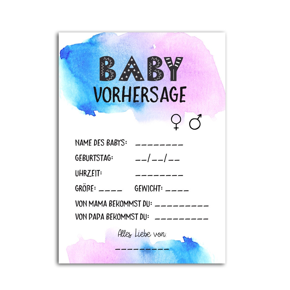 Baby-Vorhersage-Karten Für Die Babyparty – Mit Ratschlägen & Wünschen Für Die Eltern