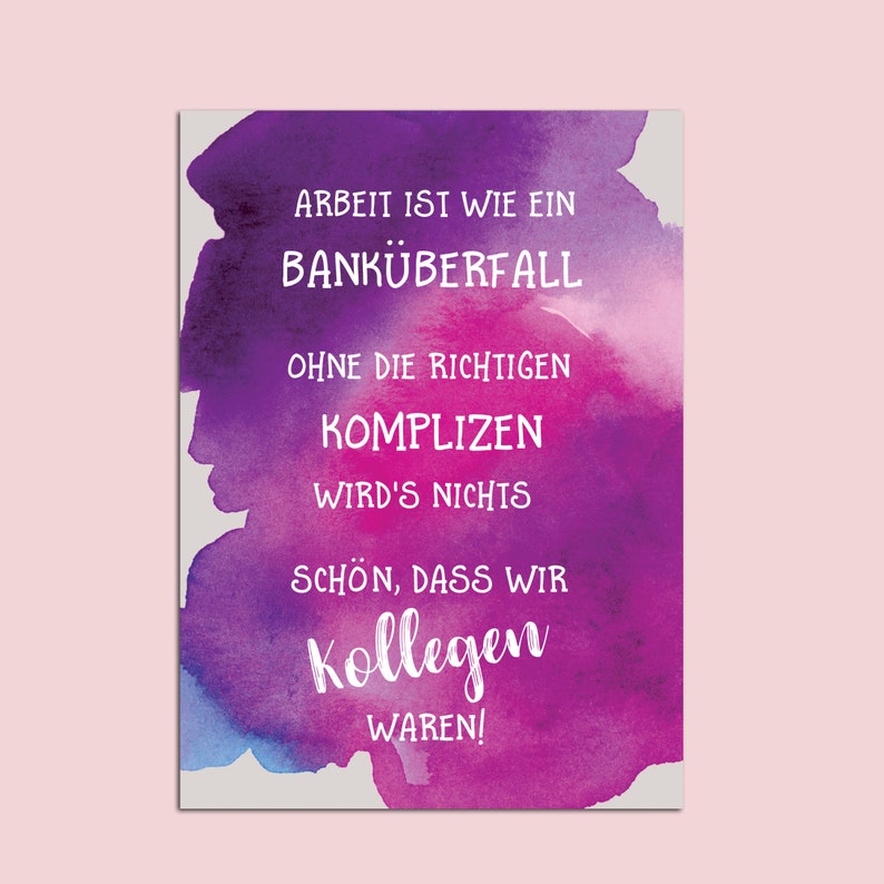 Postkarte Kollegen Abschied Banküberfall Kollegen Geschenk Postkarte Sprüche Ruhestand Karte Bild 3