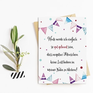 Cartão postal dizendo "Hoje estarei de bom humor", frases de cartão postal, motivação de cartão postal, cartão de frases, cartão motivacional