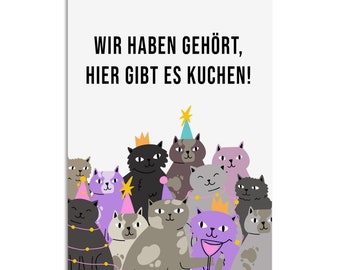 Geburtstagskarte Katzen KUCHEN Geschenk Freundin Geburtstag Katze