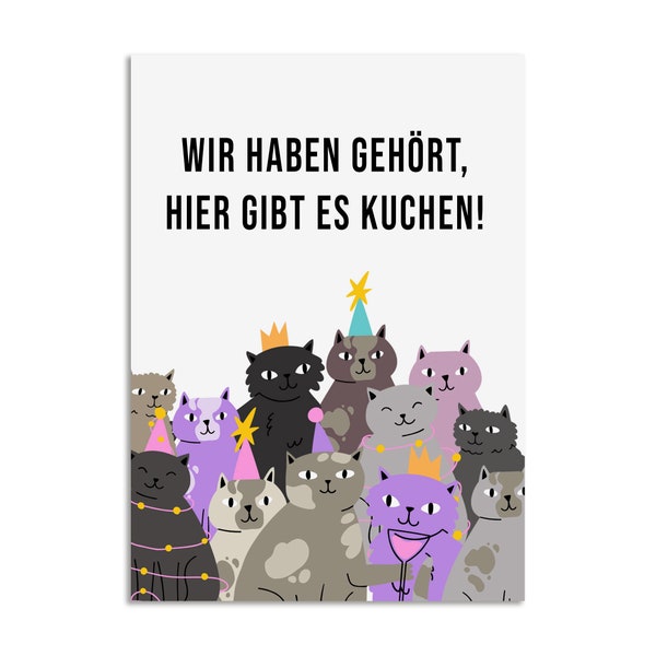 Geburtstagskarte Katzen KUCHEN Geschenk Freundin Geburtstag Katze