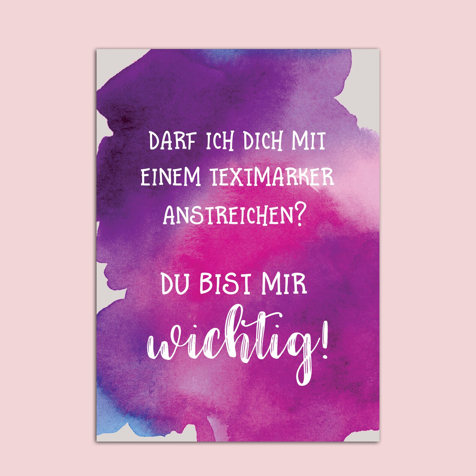 Postkarte Du bist mir wichtig Textmarker Etsy