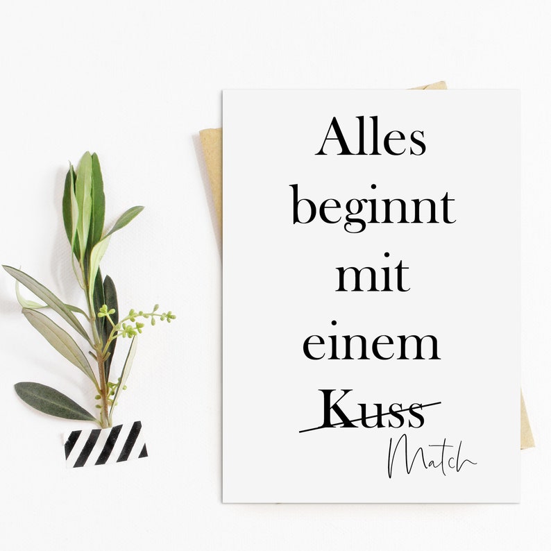 Postkarte Alles beginnt mit einem Match Valentinstag Geschenk Karte Valentinskarte Postkarte Liebe Bild 4