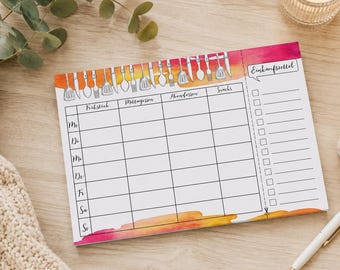 Meal planner pad DIN A4 50 sheets, diet planner, meal plan, menu, weekly planner, diet plan, menu for the wall, household planner