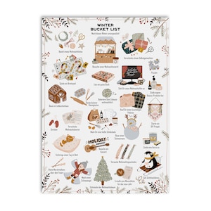 Weihnachtskarte Winter BUCKET LIST, Postkarte Weihnachten Weihnachhtskarten Grußkarte