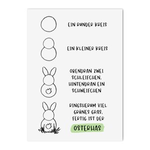 Osterkarte OSTERHASE Spruch Zeichnung Postkarte Ostern Bild 2