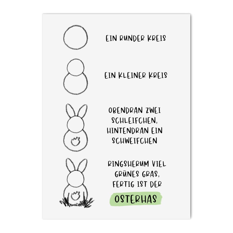 Osterkarte OSTERHASE Spruch Zeichnung Postkarte Ostern Bild 2