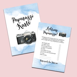 50 Fotokarten Hochzeit "Aquarell blau" Fotospiel Hochzeit