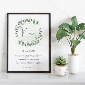 Poster KOMMUNION oder KONFIRMATION mit Vornamen, Datum und Spruch PERSONALISIERT Poster Geschenk Kommunion Design 1