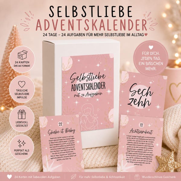 Zelfliefde Adventskalender met 24 kaarten en taken