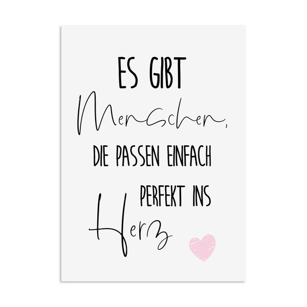 Postkarte Es gibt MENSCHEN die passen einfach perfekt ins HERZ Geschenk Freundin Postkarte Du bist toll