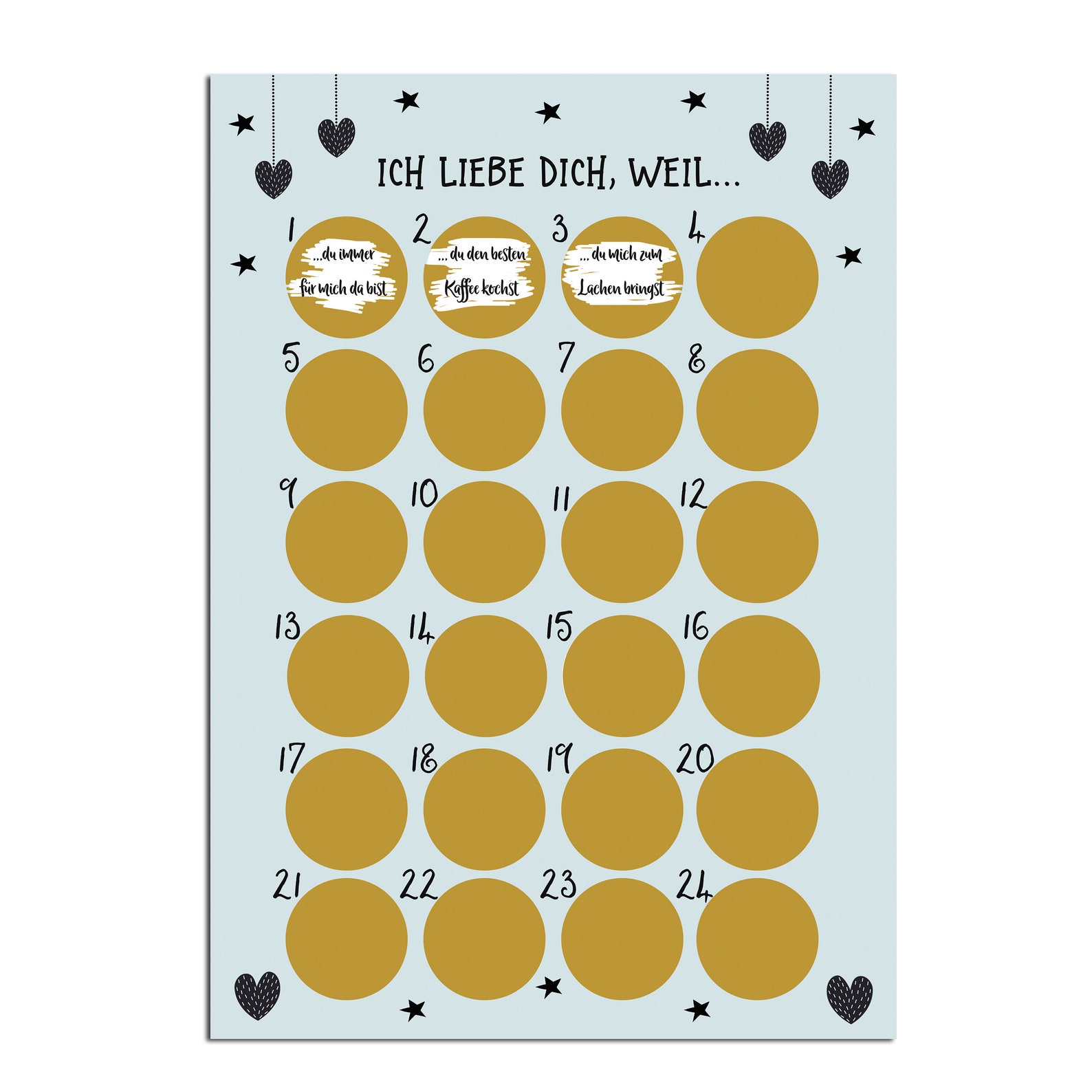 Advent Calendar to Scratch I LOVE YOU Advent Calendar A3 Etsy UK