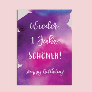 Postkarte Geburtstag "Wieder ein Jahr schöner", Postkarte Sprüche