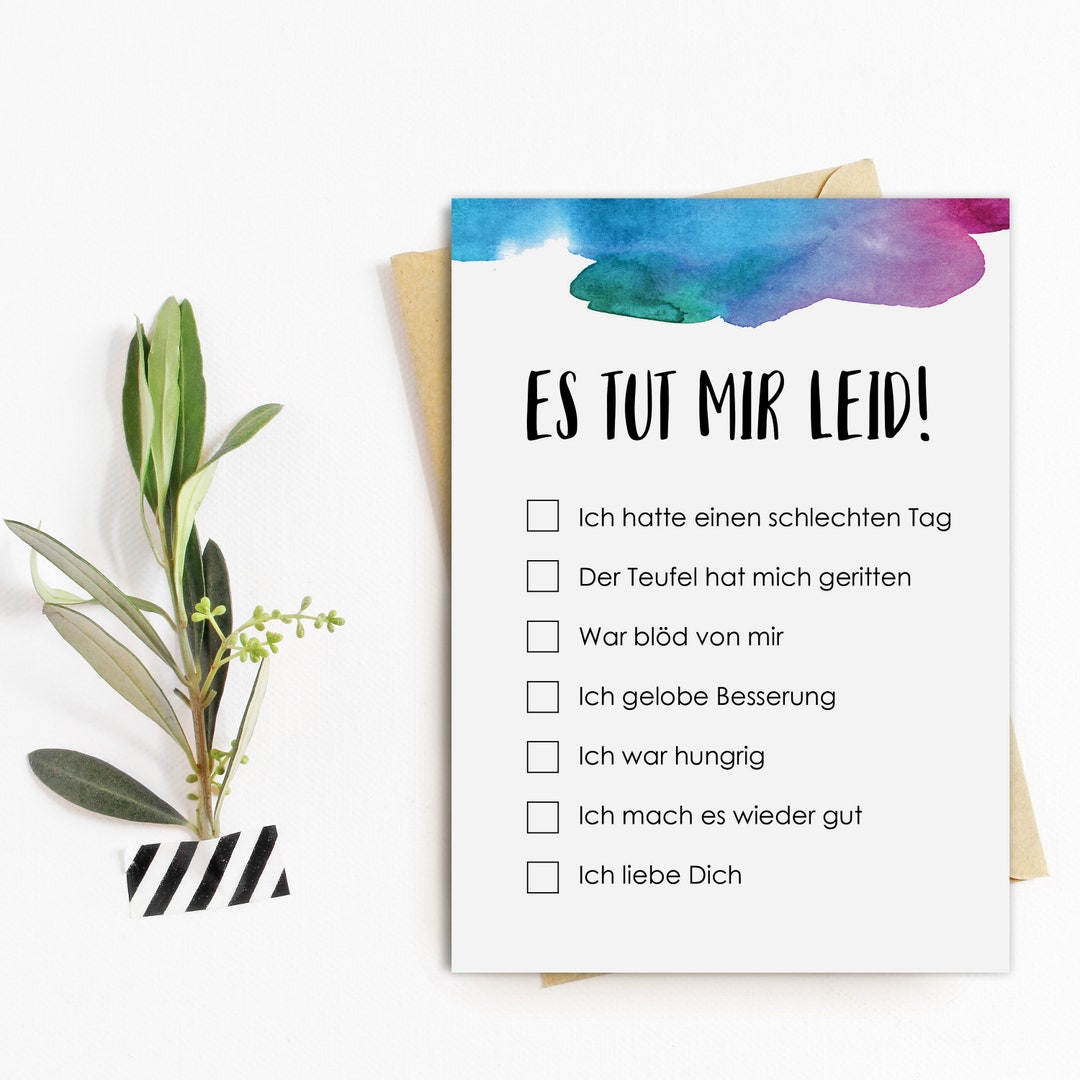 Postkarte Es tut mir leid Entschuldigungskarte Es tut mir Etsy.de