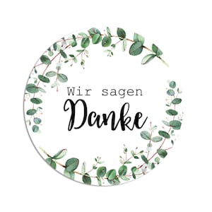 50 Sticker Danke EUCALYPTUS, Vielen Dank Aufkleber Dankeschön Etiketten Bild 1