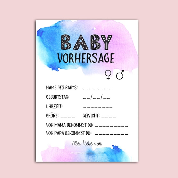 10 X Baby Vorhersage Karten Babyparty Tipp Spiel Pullerparty Etsy
