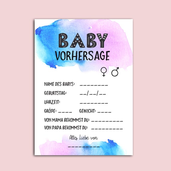 10 X Baby Vorhersage Karten Babyparty Tipp Spiel Pullerparty Etsy