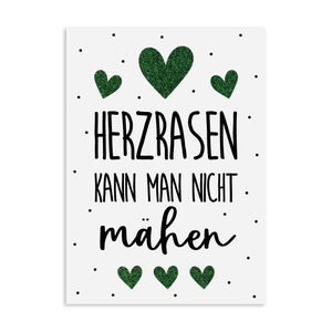 Postcard HERZRASEN you can't mow postcard love, postcard sayings, postcard sayings, Valentine's Day saying card