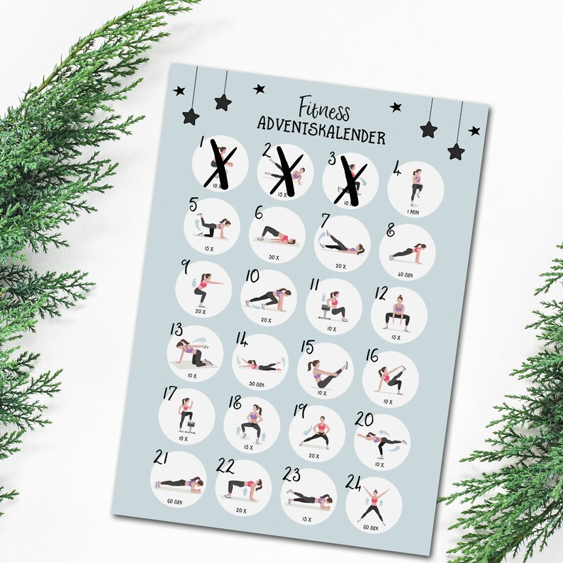 Fitness Adventskalender DIN A3 Weihnachtskalender Sport Etsy