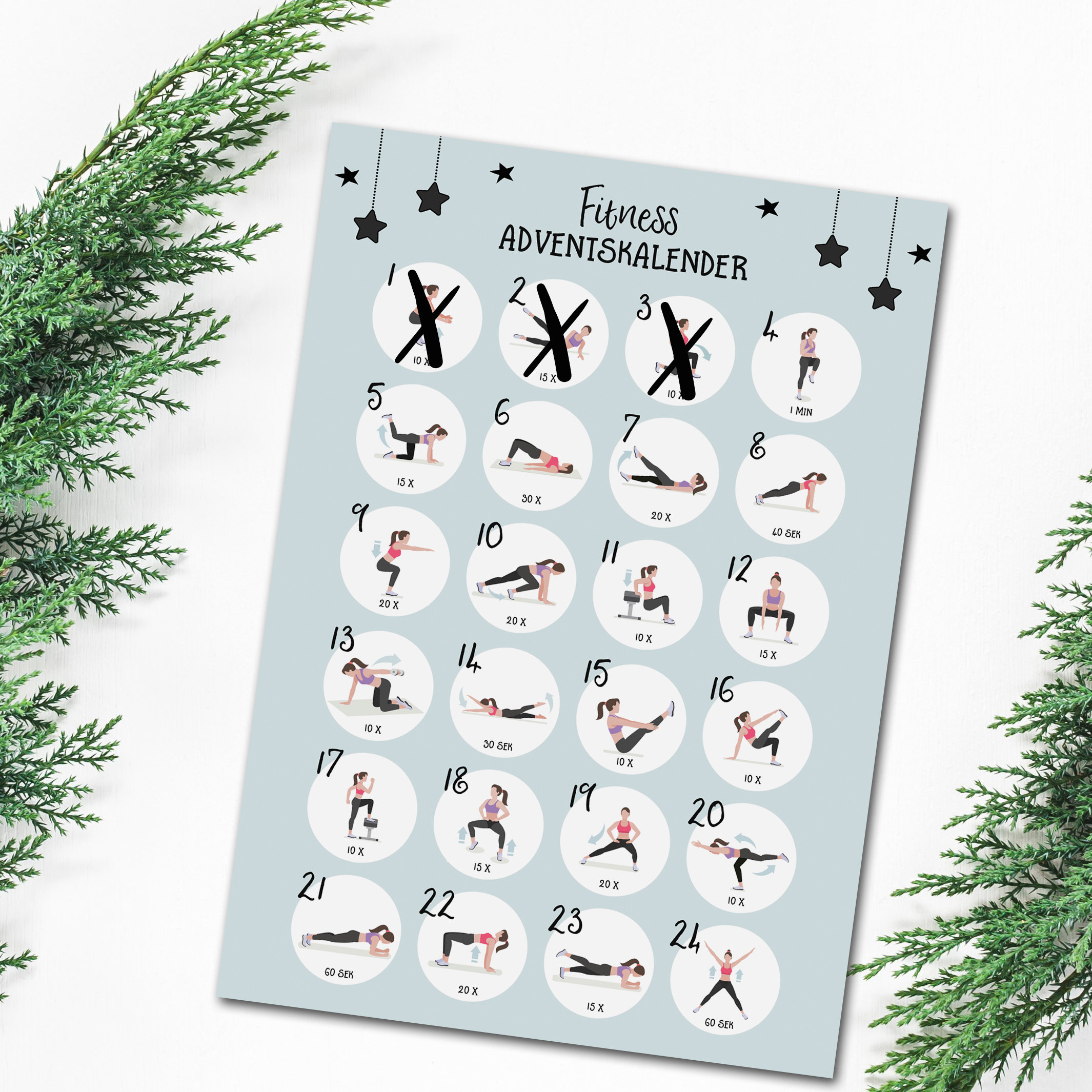 Fitness Advent Calendar DIN A3 Christmas Calendar Sports Etsy